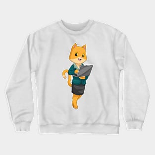 Cat as Secretary with Laptop Crewneck Sweatshirt